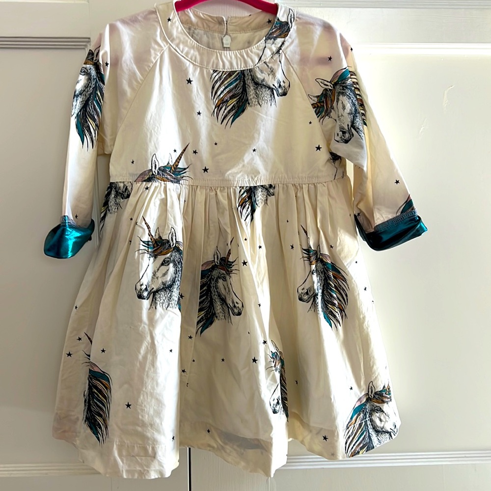 Pink Chicken cotton Unicorn print dress 2T